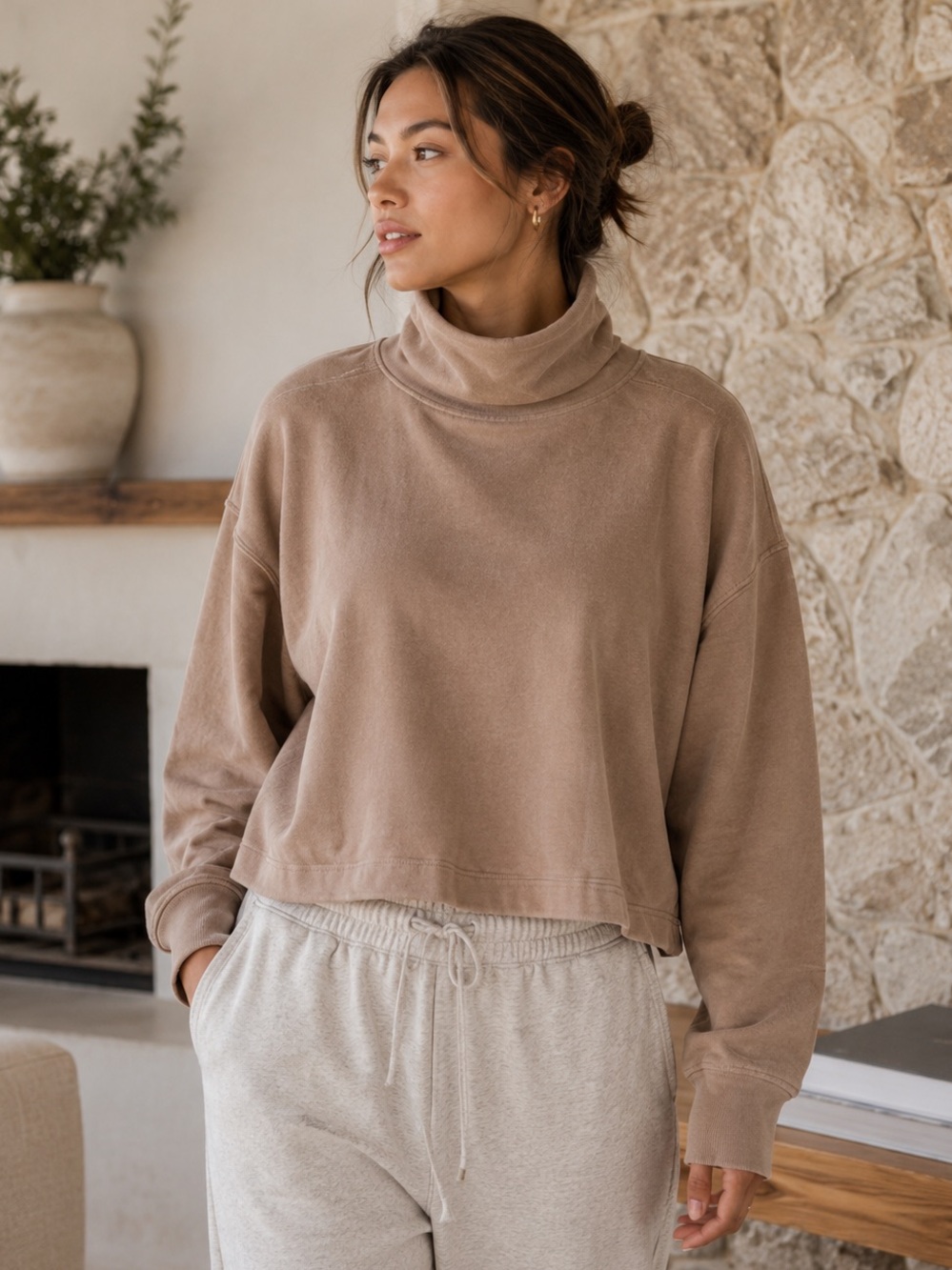 Everlane Organic Cotton Mock Neck Sweatshirt Small Minimalist Quiet Luxury